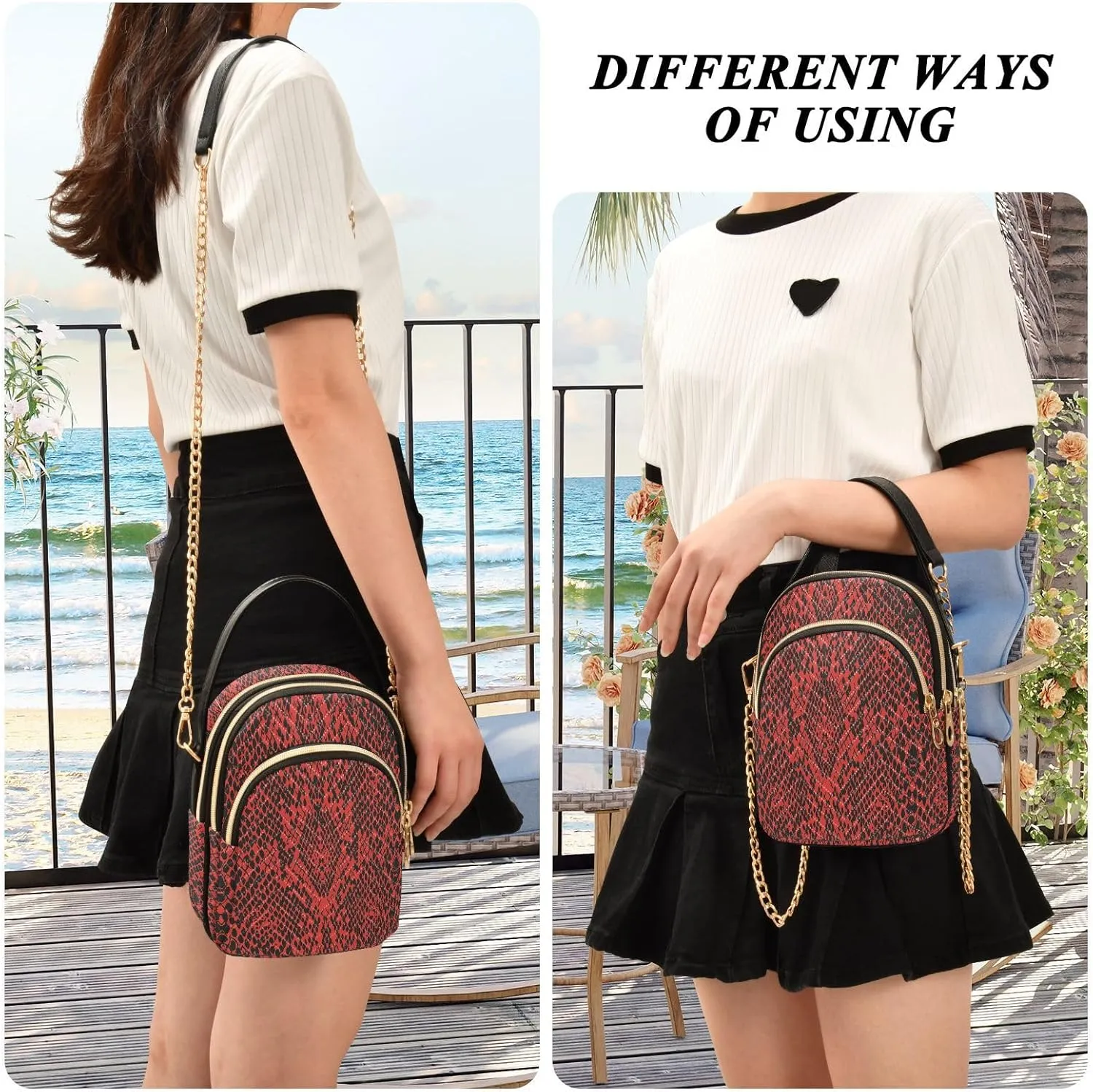 MCHIVER Crossbody Bag for Women Cell Phone Purse Wallet with Removable Chain Shoulder Handbag for Work Travel Passport Phone