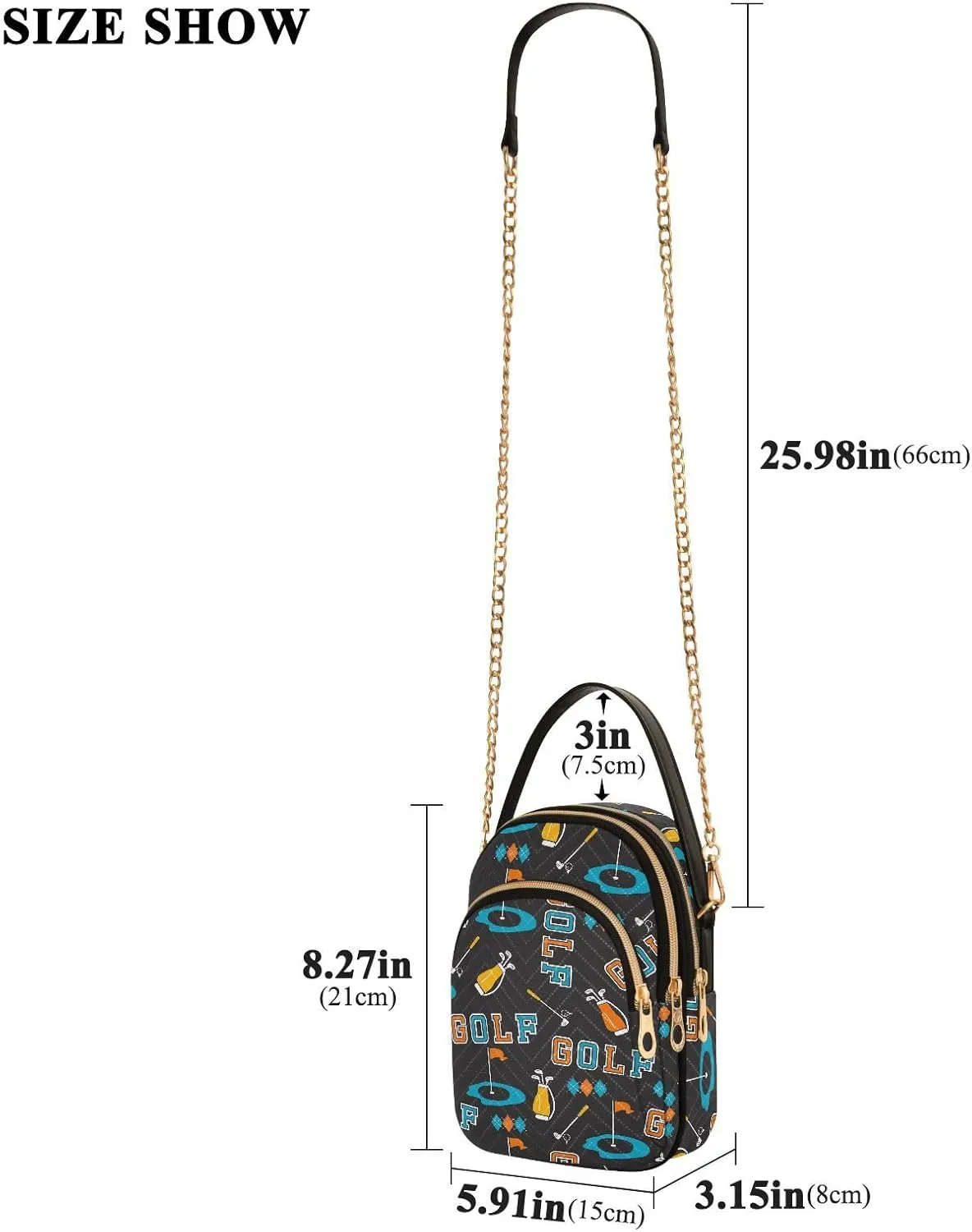 MCHIVER Golf Crossbody Bag for Women Cell Phone Purse Wallet with Removable Chain Shoulder Handbag