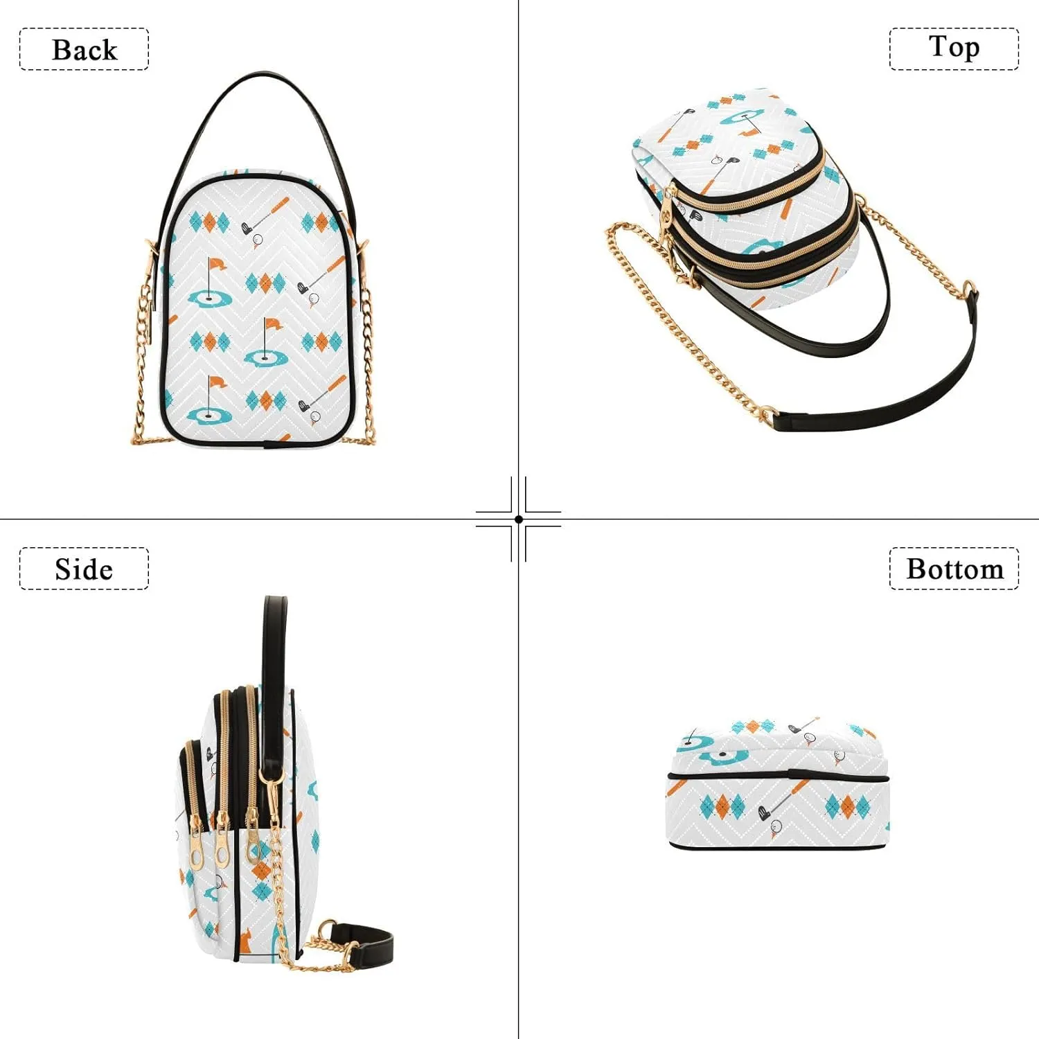 MCHIVER Golf Crossbody Bag for Women Cell Phone Purse Wallet with Removable Chain Shoulder Handbag