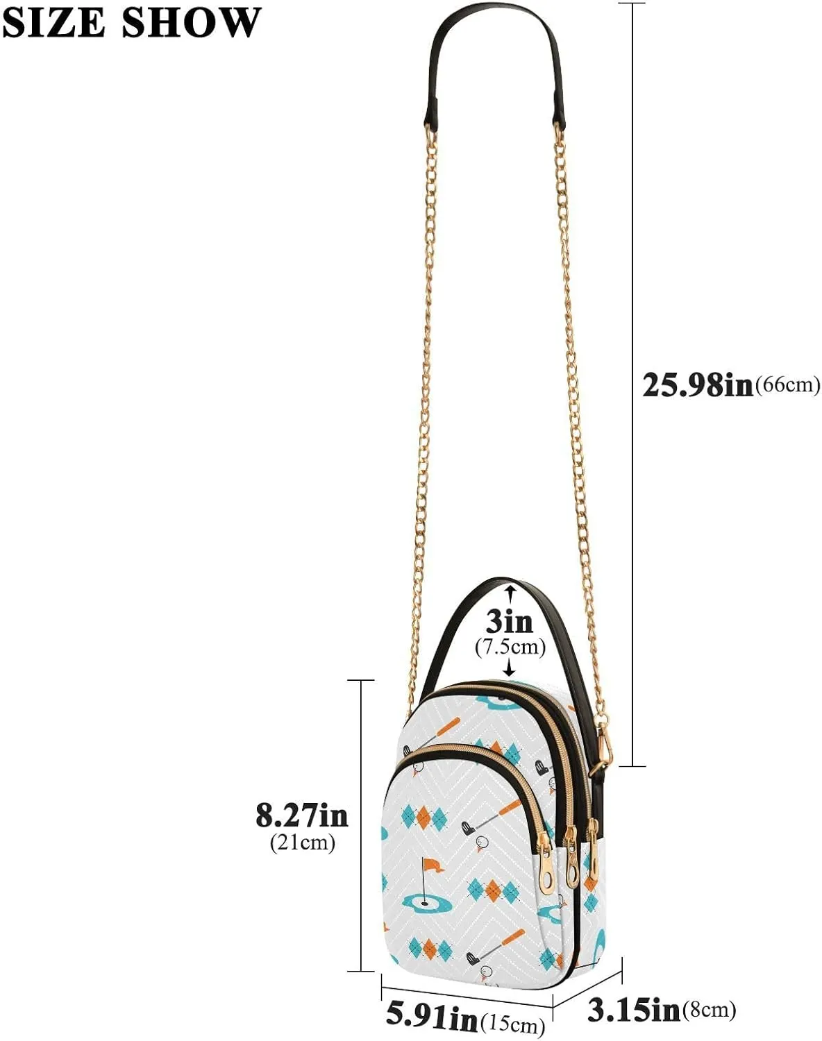 MCHIVER Golf Crossbody Bag for Women Cell Phone Purse Wallet with Removable Chain Shoulder Handbag