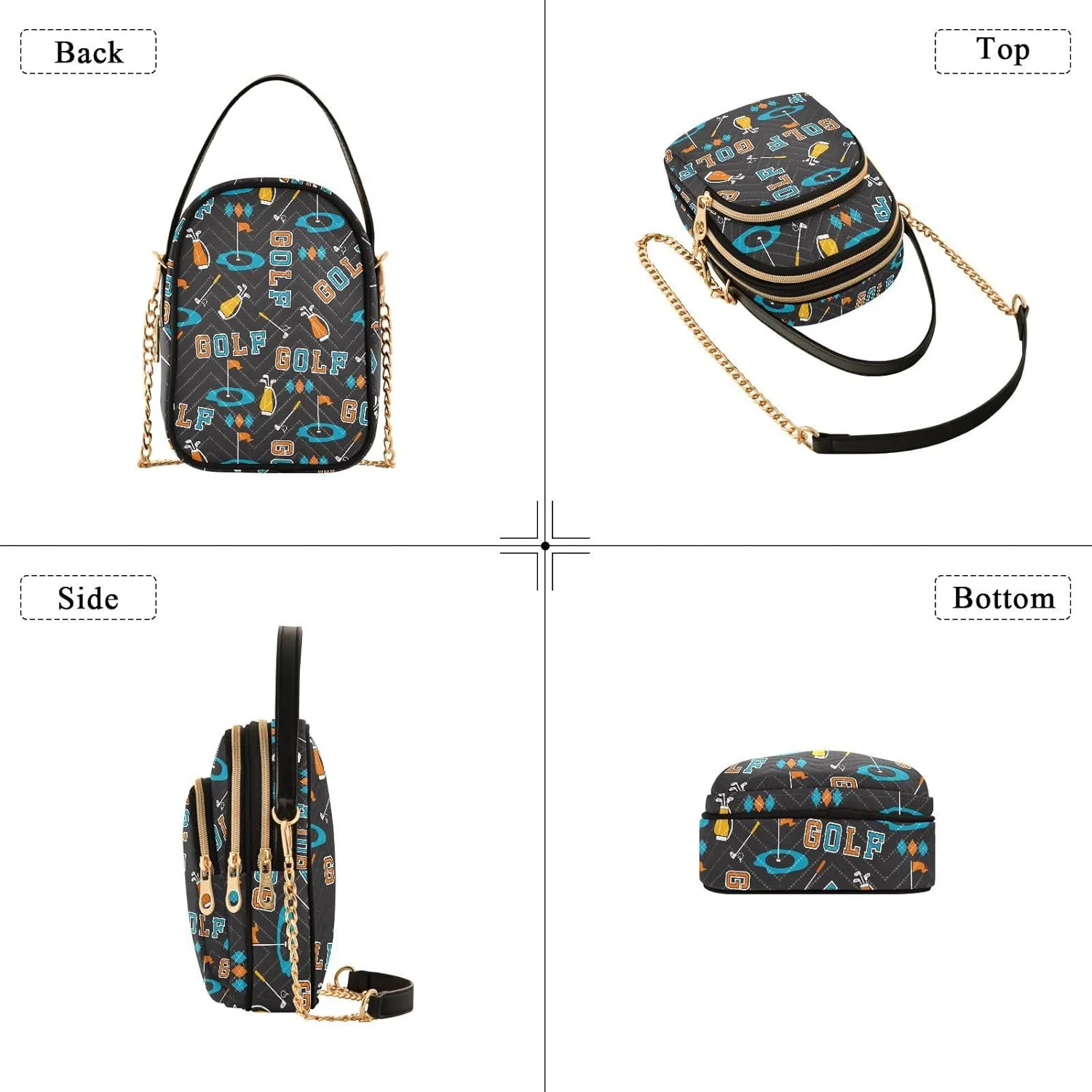 MCHIVER Golf Crossbody Bag for Women Cell Phone Purse Wallet with Removable Chain Shoulder Handbag