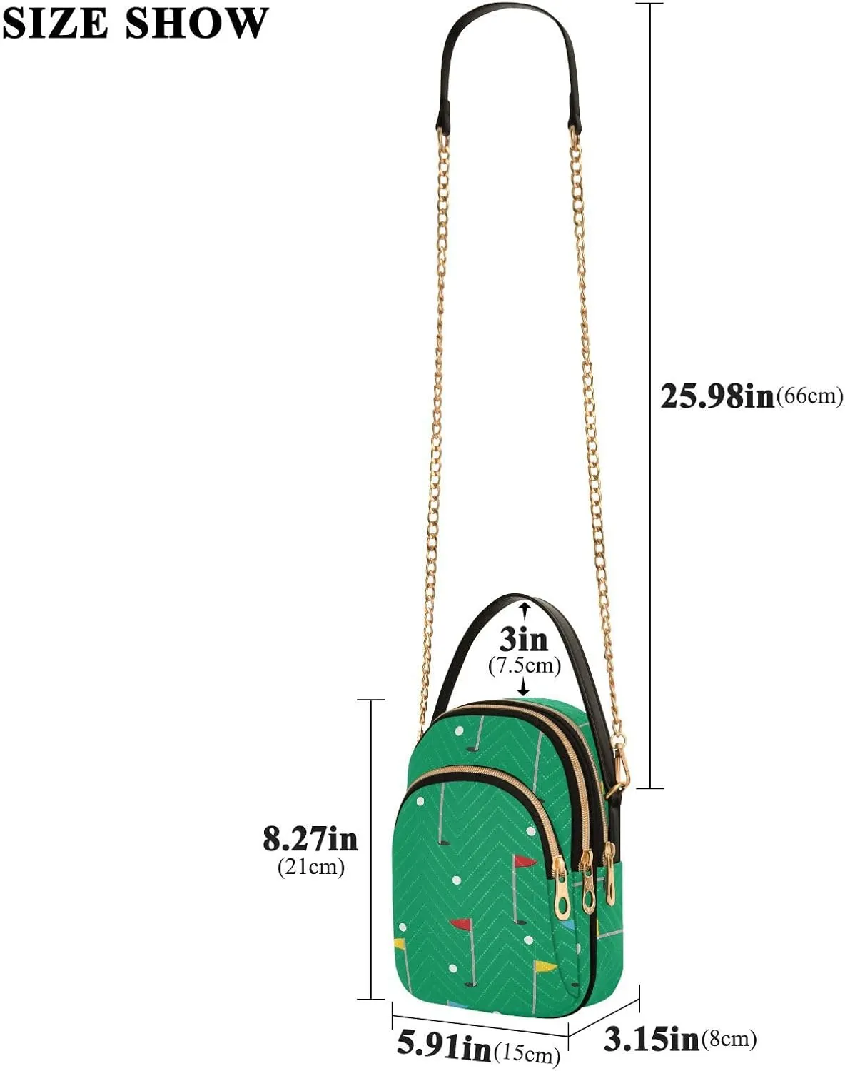 MCHIVER Golf Crossbody Bag for Women Cell Phone Purse Wallet with Removable Chain Shoulder Handbag
