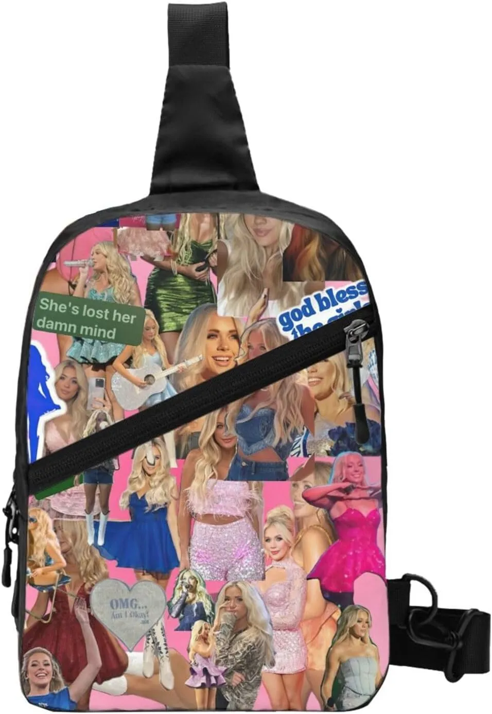 Megan Music Moroney Crossbody Bag Sling Handbag Adjustable Shoulder Bag Hiking Daypack Modern Chest Package Foldable Multipurpose Daypack for Gym