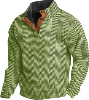 Men's Aztec Western Sweatshirt Sweatshirt Warm Cuff Patch Long Sleeve Sweatshirt Top Long Sleeved Pullover Men Mens