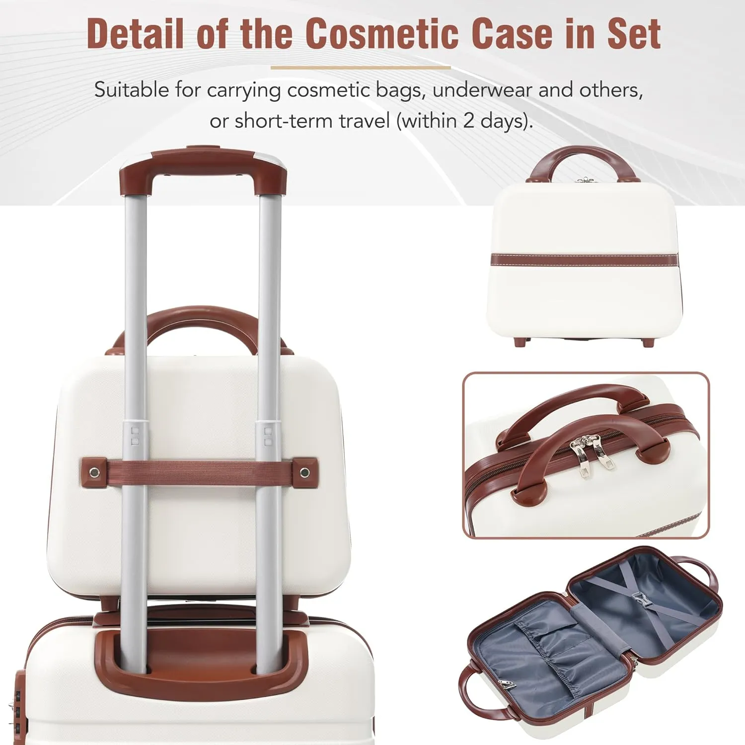Merax Luggage Set, 2 Piece Luggage with Cosmetic Case, Vintage Hardcase Suitcase with Wheels, Expandable Luggage Airline Approved(White,20" 24")