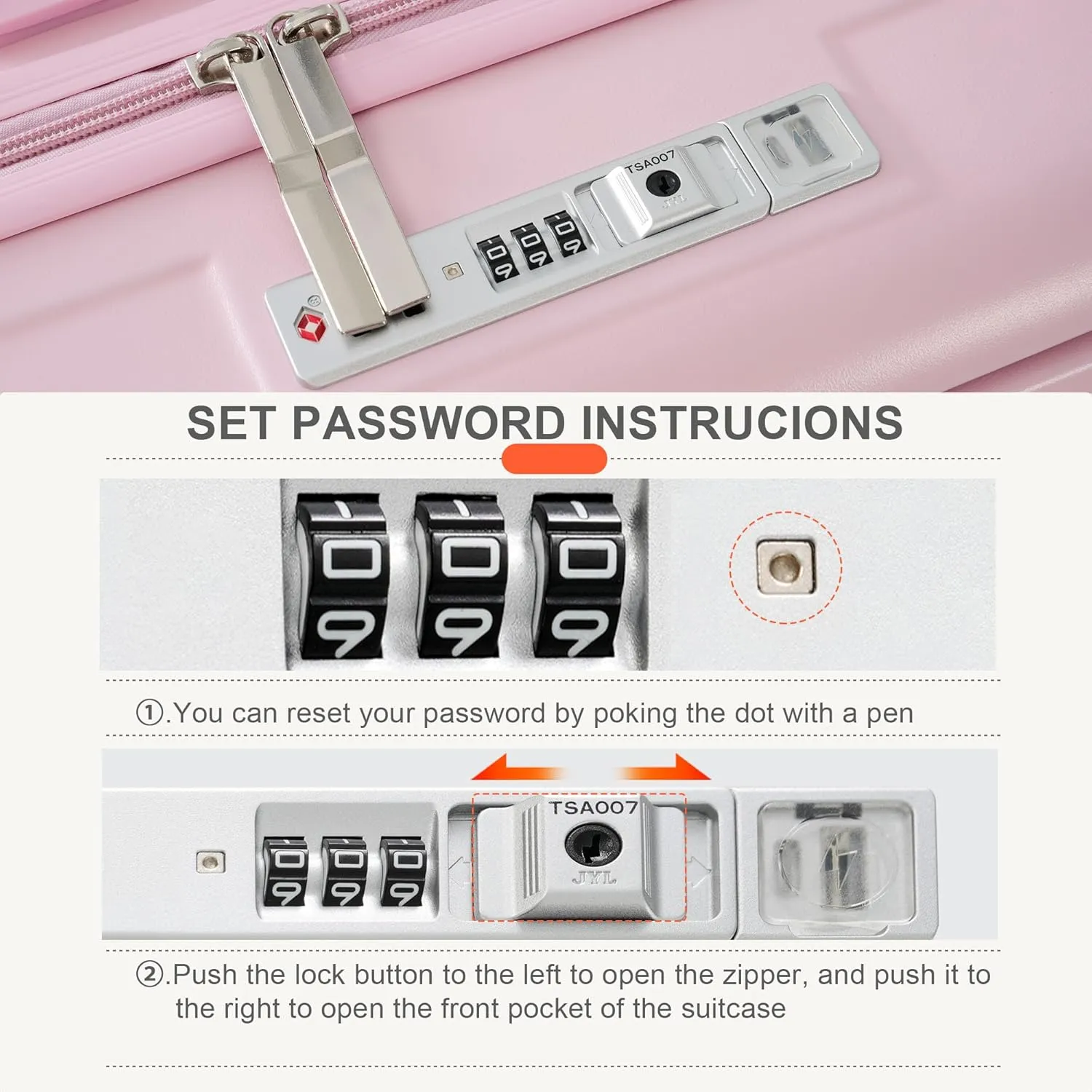 Merax Luggage with Cup Holder and USB Port with Cosmetic Carry On Bag and TSA, Baby Pink, 2-Piece Set