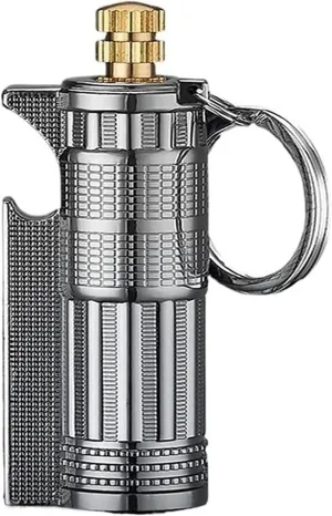 Metal Durable Kerosene Lighter, Vintage Lighter Windproof Reusable Lighter, Windproof and Waterproof Outdoor Lighter, Collection, Candle (Kerosene Not Included)(Black)
