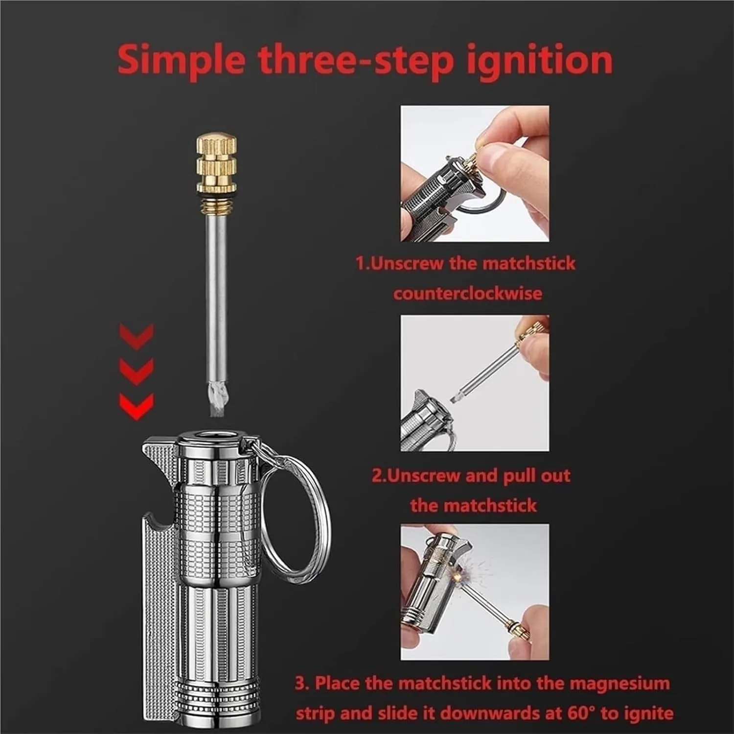 Metal Durable Kerosene Lighter, Vintage Lighter Windproof Reusable Lighter, Windproof and Waterproof Outdoor Lighter, Collection, Candle (Kerosene Not Included)(Black)