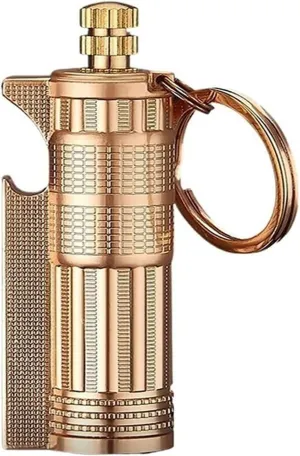 Metal Durable Kerosene Lighter, Vintage Lighter Windproof Reusable Lighter, Windproof and Waterproof Outdoor Lighter, Collection, Candle (Kerosene Not Included)(Gold)