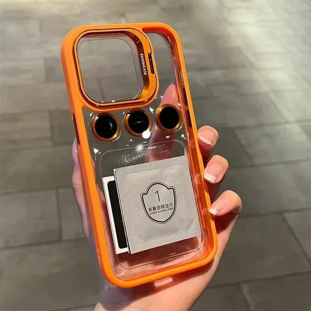 Metal Stand Acrylic Case With Camera Lens