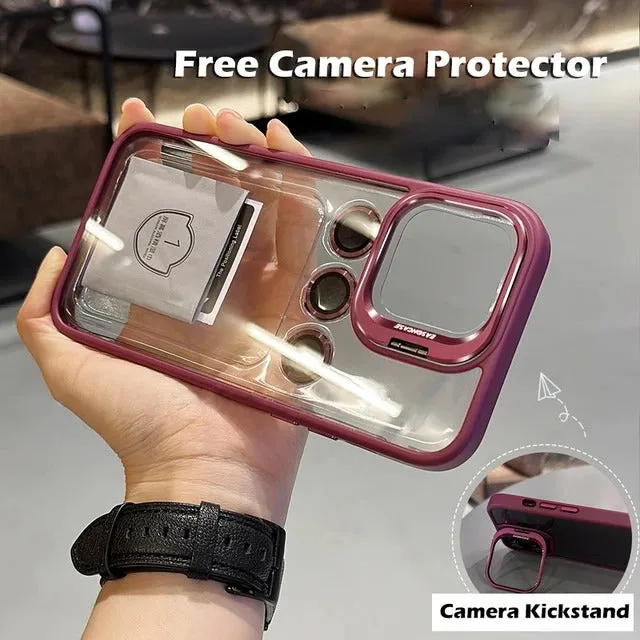 Metal Stand Acrylic Case With Camera Lens