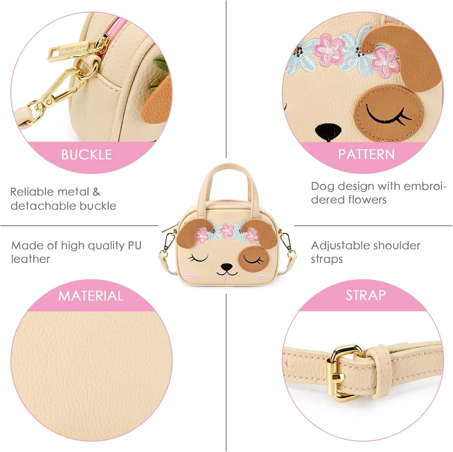 mibasies Toddler Purse for Little Girls Handbags Kids Age 3-8 Dog purse
