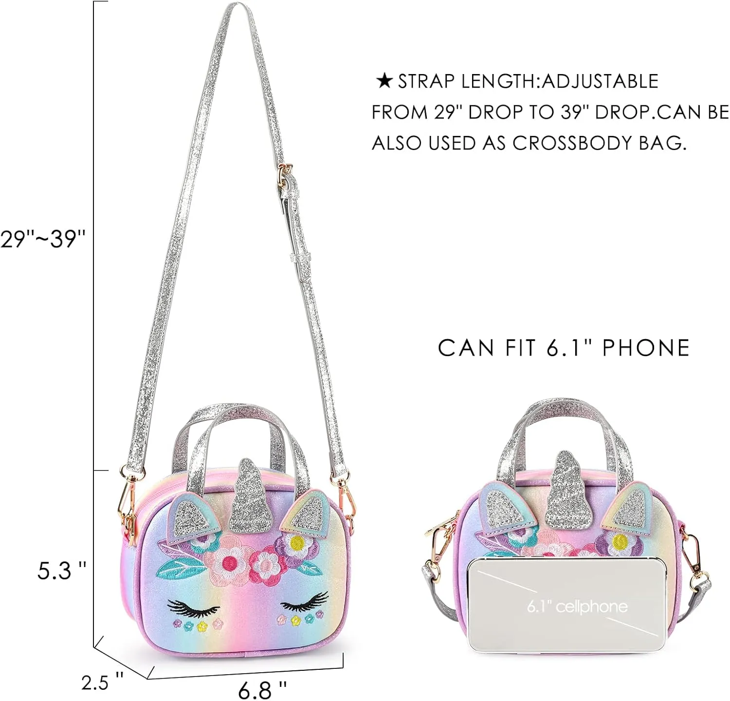 mibasies Toddler Purse for Little Girls Handbags Kids Age 3-8 Unicorn Rainbow purse