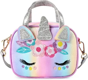 mibasies Toddler Purse for Little Girls Handbags Kids Age 3-8 Unicorn Rainbow purse