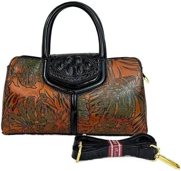 Middle aged Mom's Bag 3D Carved Women's Bag Handbag Casual Large Capacity Crossbody Bag
