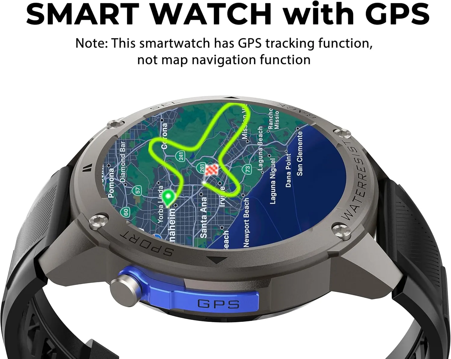 MIDDOW Military Smart Watch with GPS (Answer/Make Calls), Satellite Positioning, Extra-Large Battery, Compass Air Pressure Altitude, 50M Waterproof, 1.43" AMOLED Screen, Compatible Android iOS (Black)