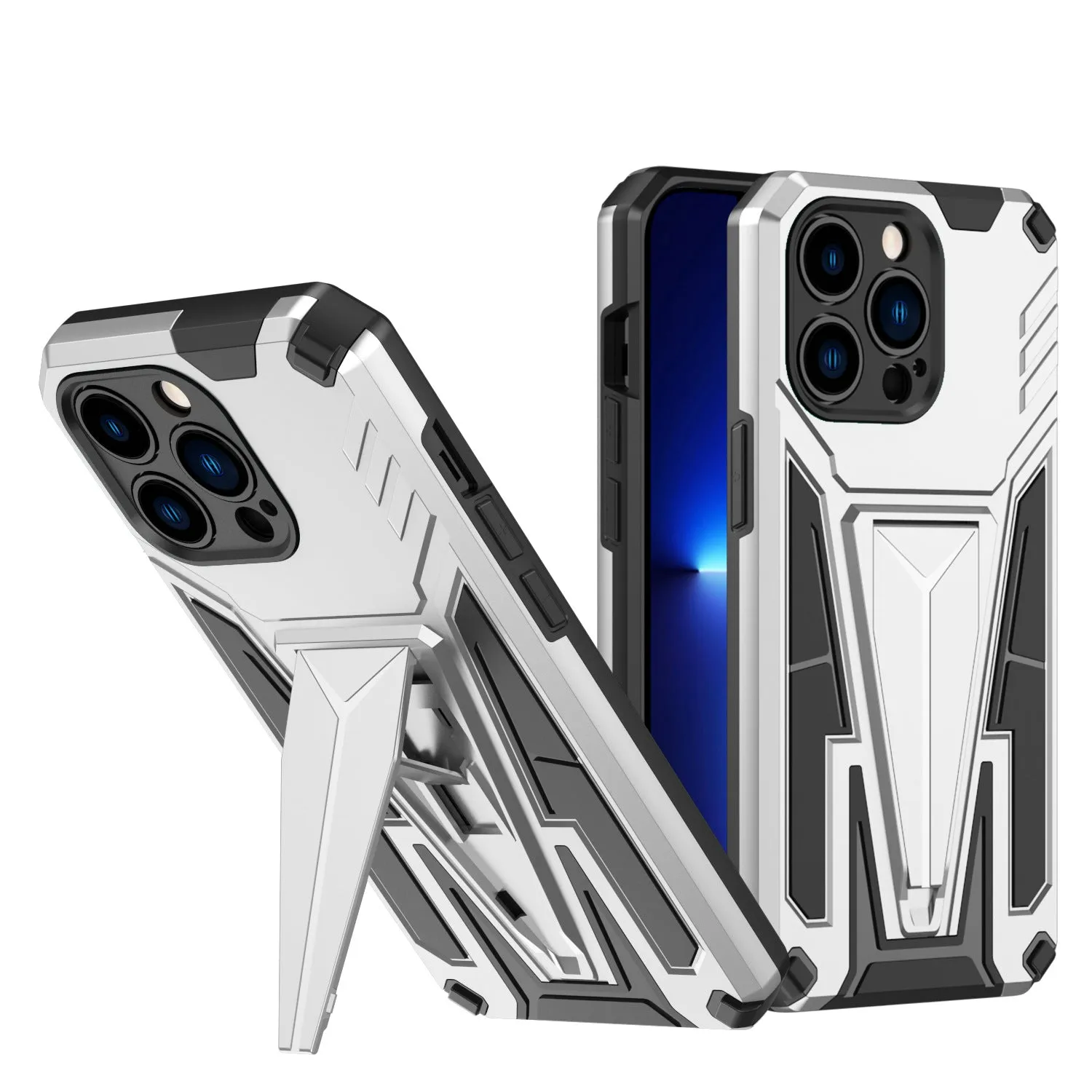 Military Grade Armor Hard Kickstand Case for iPhone 13 Pro Max (Black)