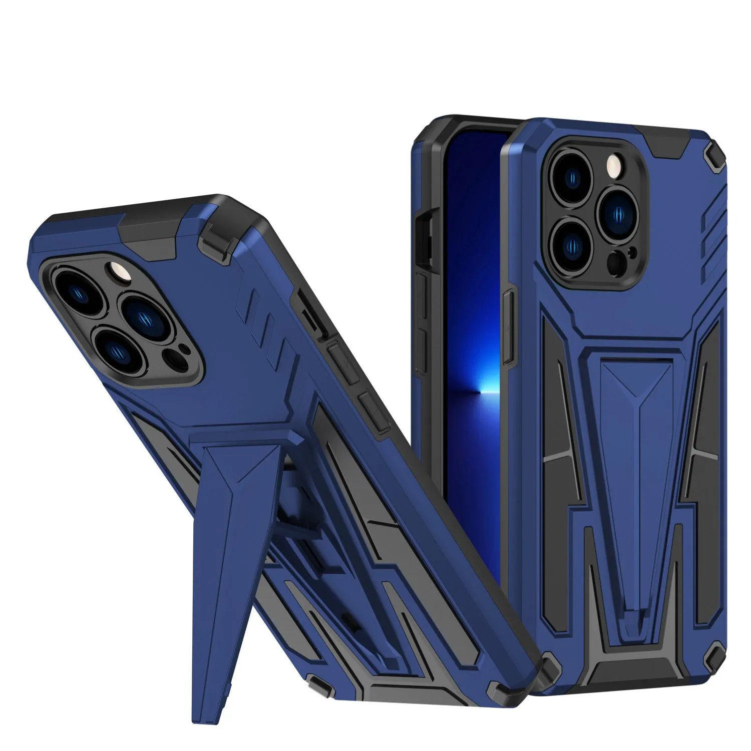 Military Grade Armor Hard Kickstand Case for iPhone 13 Pro Max (Black)