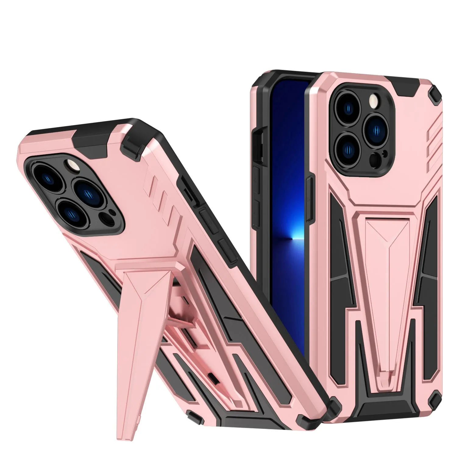 Military Grade Armor Hard Kickstand Case for iPhone 13 Pro Max (Black)