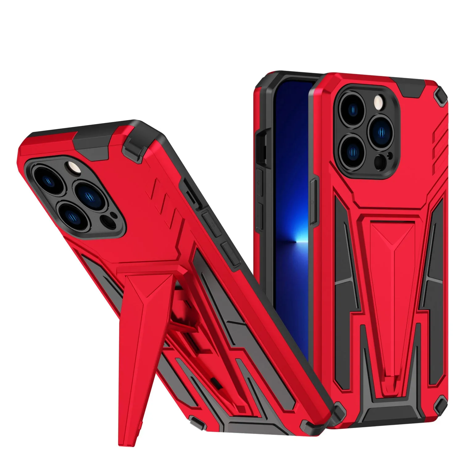 Military Grade Armor Hard Kickstand Case for iPhone 13 Pro Max (Black)