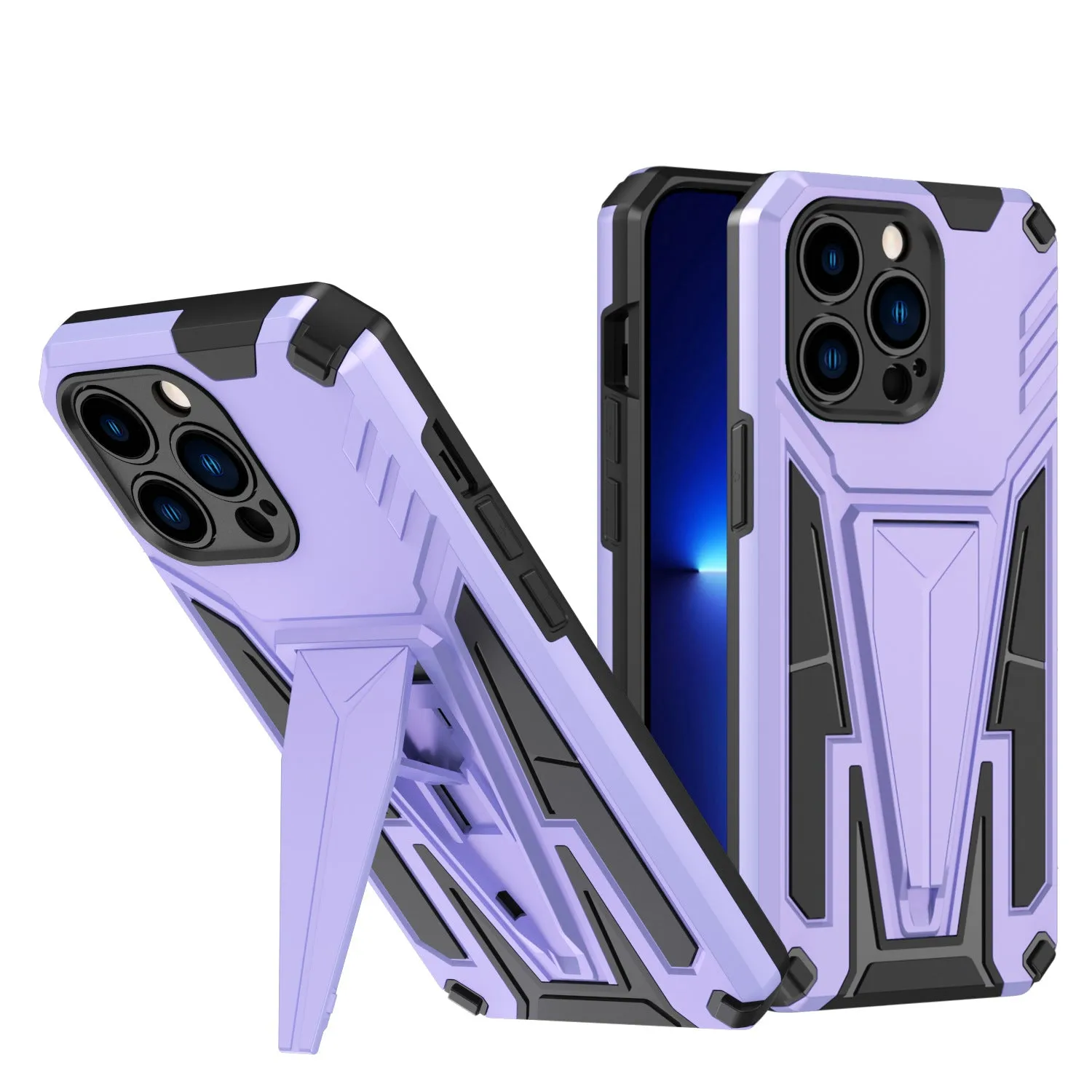 Military Grade Armor Hard Kickstand Case for iPhone 13 Pro Max (Black)