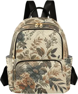 Mini Backpack for Women Vintage Boho Botanical Mini Backpack Purse Lightweight Small Daypack, 8.5L