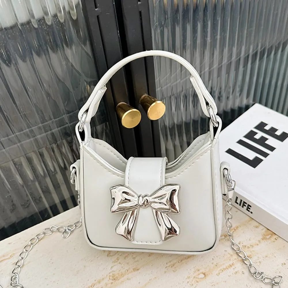 Mini Crossbody Purse, Bow Magnetic Buckle Handbag Shoulder Bag Great Gift Idea for Little Girls