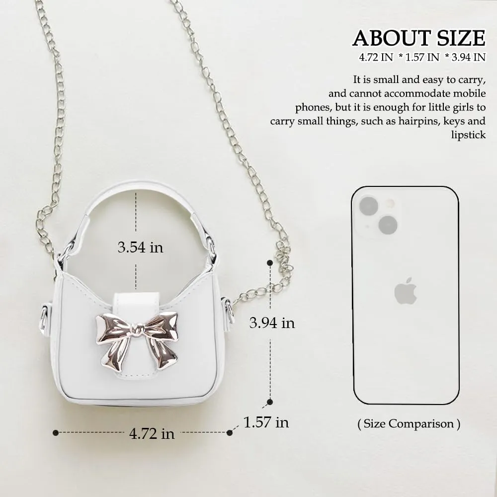 Mini Crossbody Purse, Bow Magnetic Buckle Handbag Shoulder Bag Great Gift Idea for Little Girls