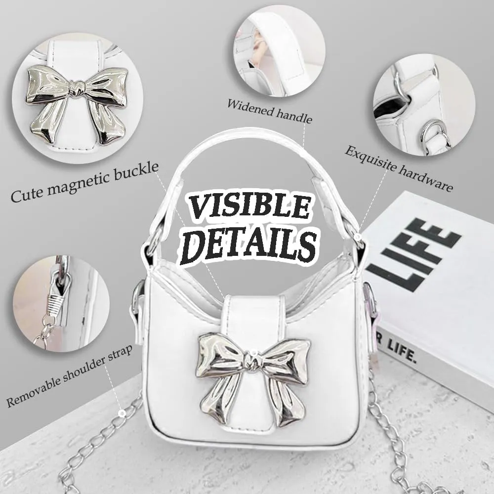 Mini Crossbody Purse, Bow Magnetic Buckle Handbag Shoulder Bag Great Gift Idea for Little Girls