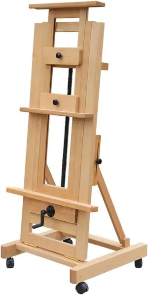 MIQXUAN Painting Artist Professional Studio Easel Adjustable Floor Standing Artists with 4 Castor Portable Mobile Display Holder Art Exhibition,