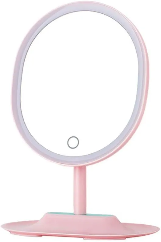 Mirrors Makeup, Smart Desktop LED Fill Light can be Flipped HD Desktop Cosmetic R04 Tabletop (Color : Pink) (Color : Green)