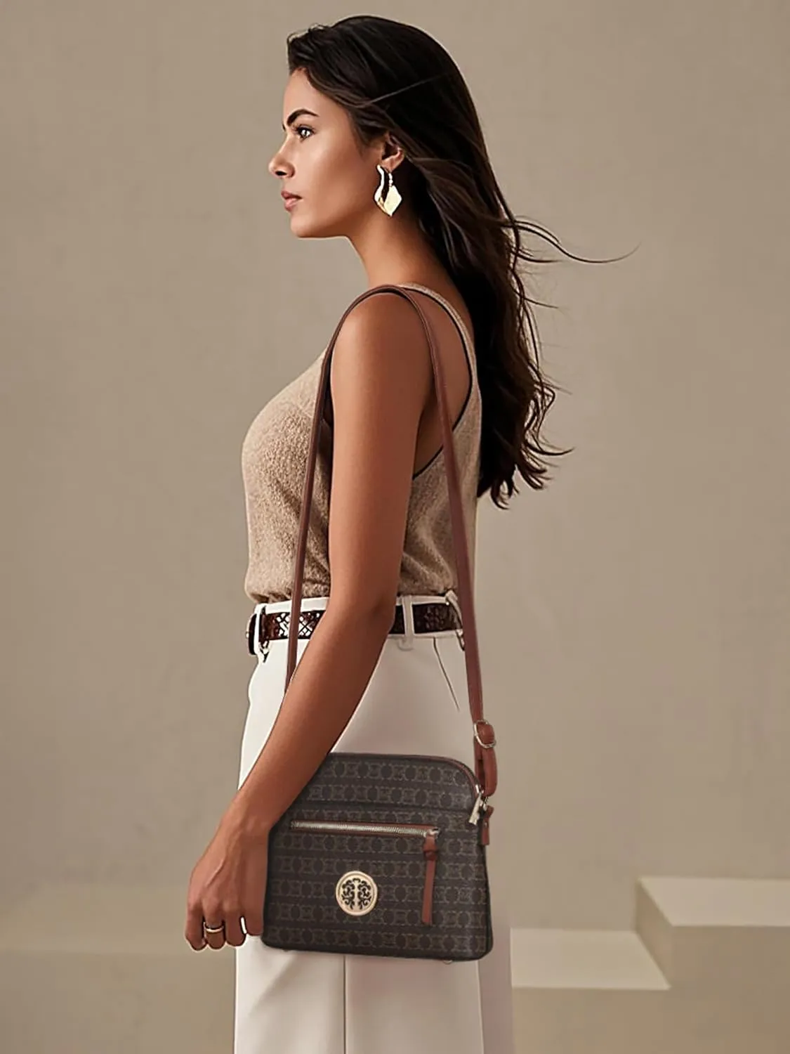 MKP COLLECTION Womens Fashion Crossbody Bag Medium Shoulder Purse with Adjustable Strap Multi Pockets for Travel Daily Use