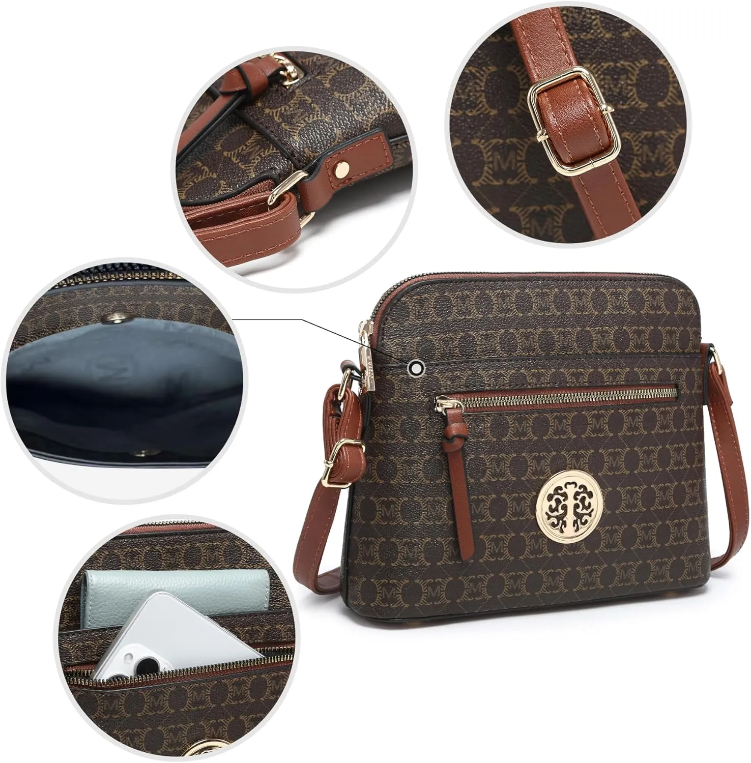 MKP COLLECTION Womens Fashion Crossbody Bag Medium Shoulder Purse with Adjustable Strap Multi Pockets for Travel Daily Use