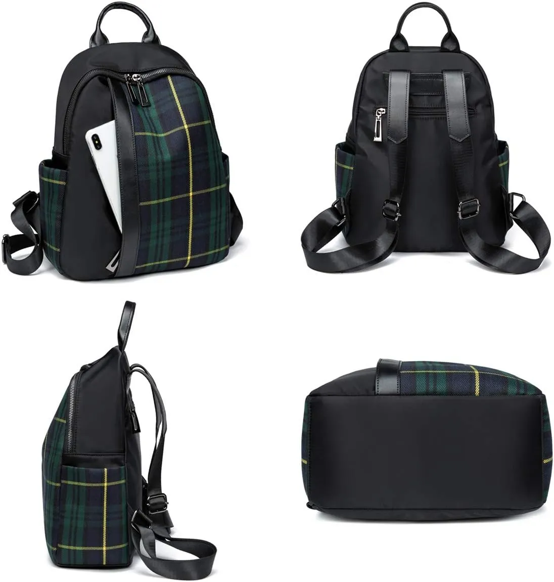 Mn&Sue Tartan Plaid Backpack Canvas Nylon Fashion Daypack Women Shoulder Purses Traval Daily Ruchsack