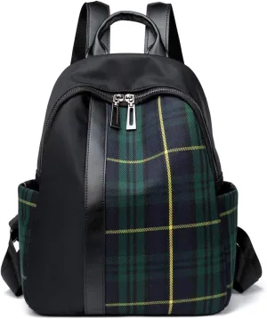 Mn&Sue Tartan Plaid Backpack Canvas Nylon Fashion Daypack Women Shoulder Purses Traval Daily Ruchsack