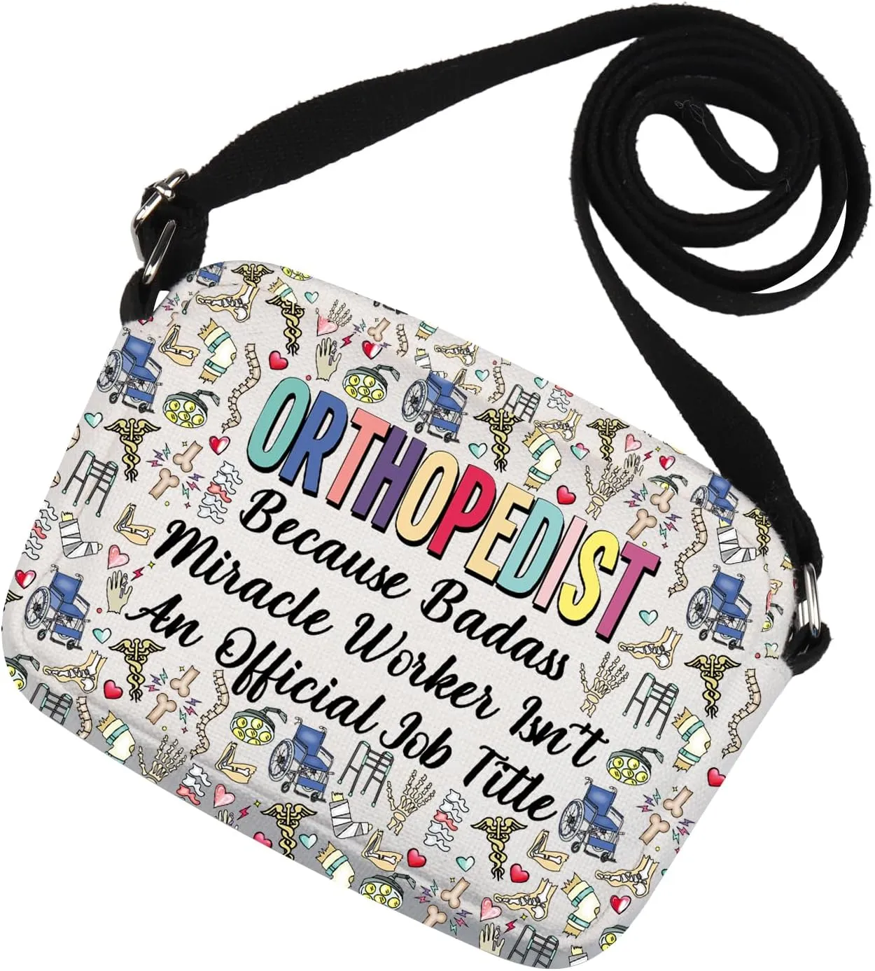 MNIGIU Funny Orthopedist Gift Ortho Crossbody Bag for Bone Doctor Orthopedic Surgeon Chiropractor
