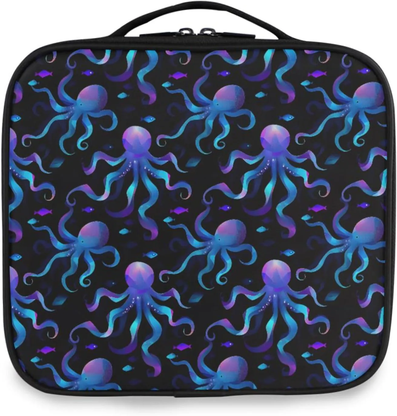 MNSRUU Travel Makeup Bag, Octopus Women Makeup Case Organizer Cosmetic Toiletry Bag for Teenage Girl with Adjustable Dividers