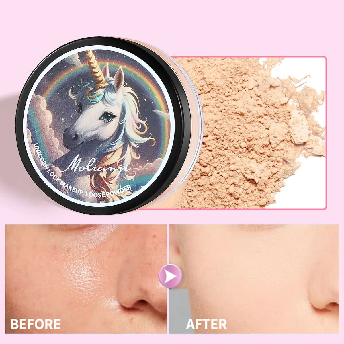 Molianji Matte Finish Setting Powder – Long-Lasting Waterproof Oil Control