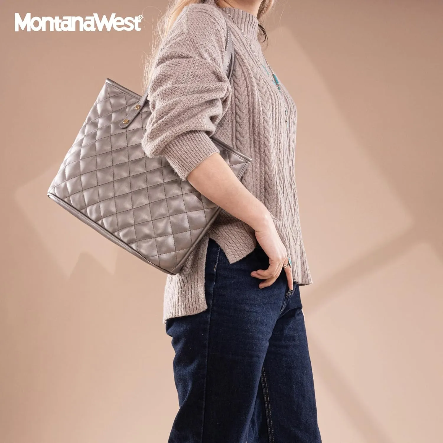 Montana West Quilted Handbag for Women Tote Purse Shoulder Bag Large Fashion Hobo Purse