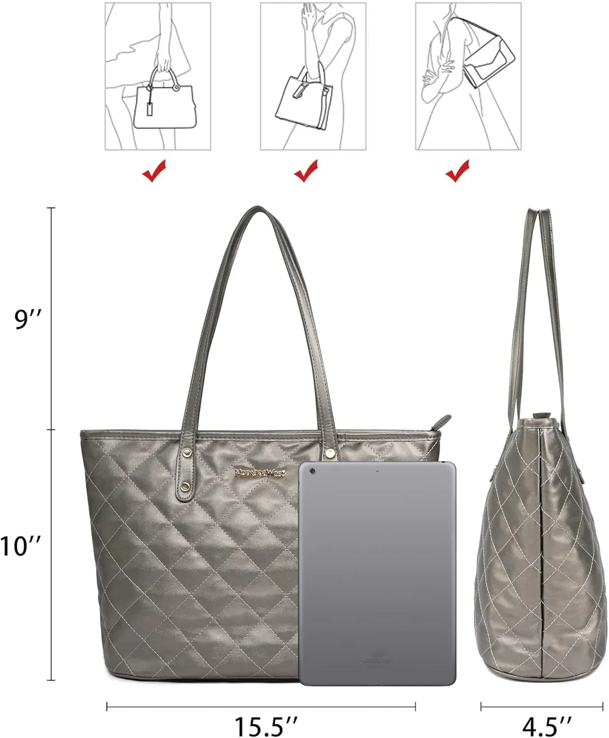 Montana West Quilted Handbag for Women Tote Purse Shoulder Bag Large Fashion Hobo Purse