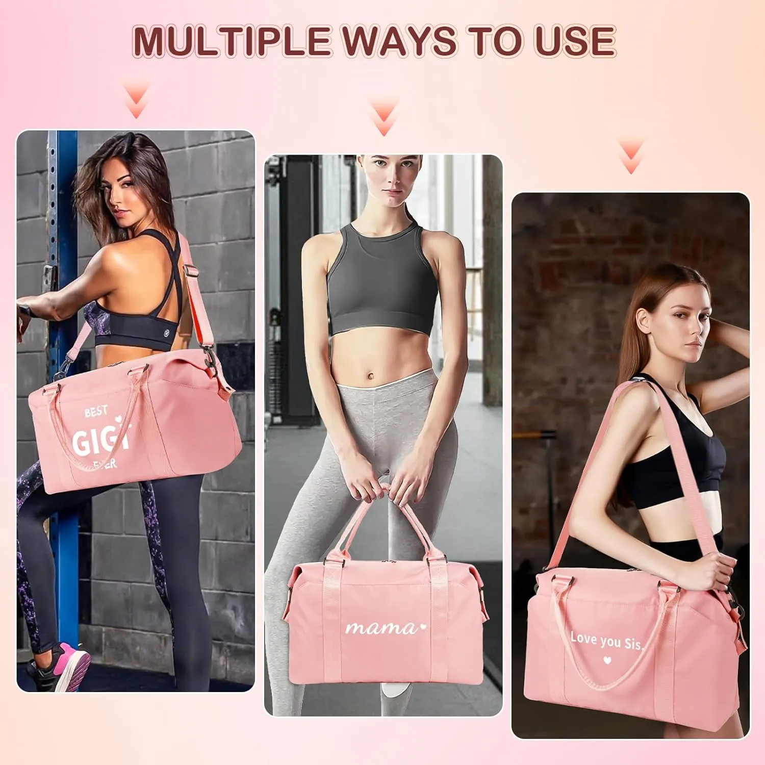 Mothers Day Gifts for Grandma Pink Travel Duffle Bag Birthday Gifts for Women Gigi Gifts for Grandma Waterproof Weekender Bag