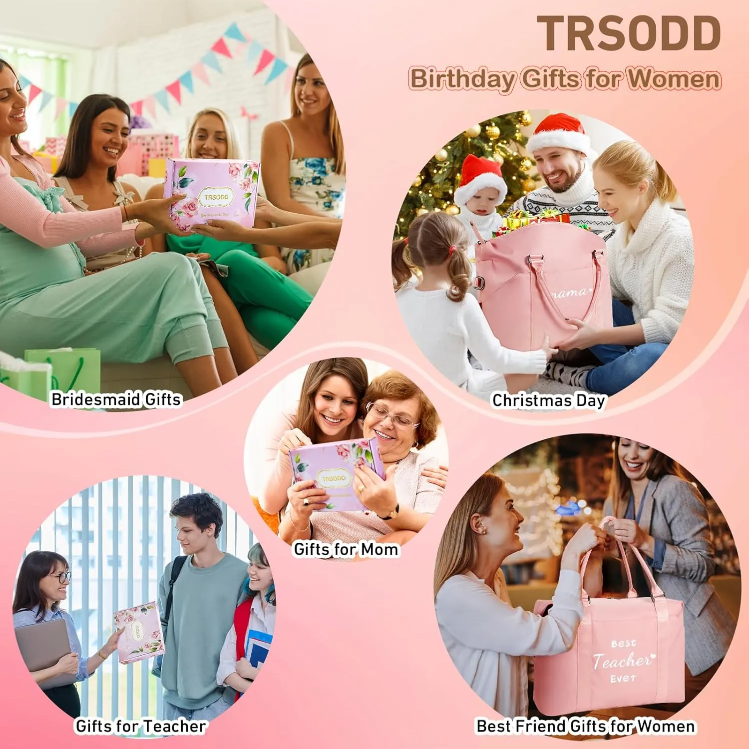 Mothers Day Gifts for Grandma Pink Travel Duffle Bag Birthday Gifts for Women Gigi Gifts for Grandma Waterproof Weekender Bag