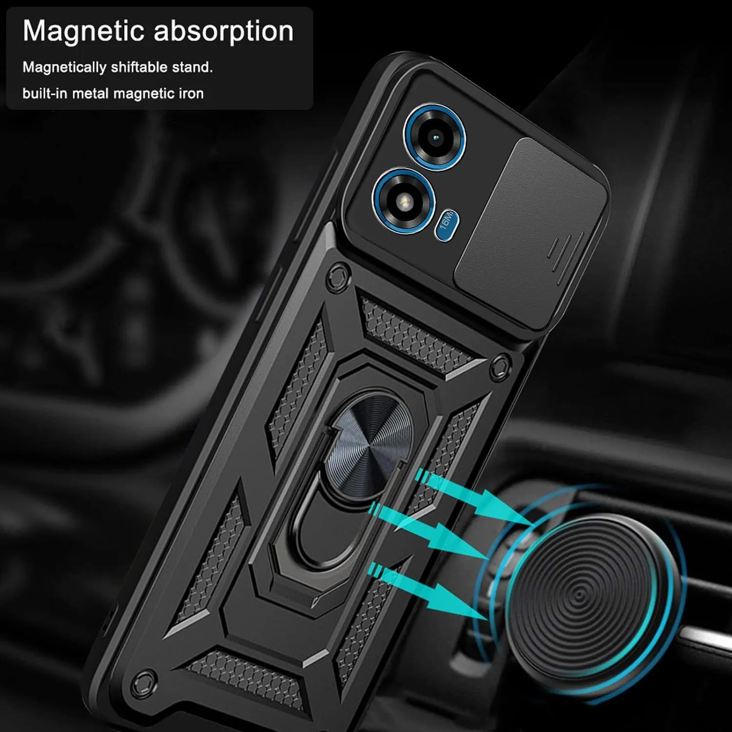 Motorola Moto G04 G24 Case Shockproof Ring Stand Phone Camera Lens Cover