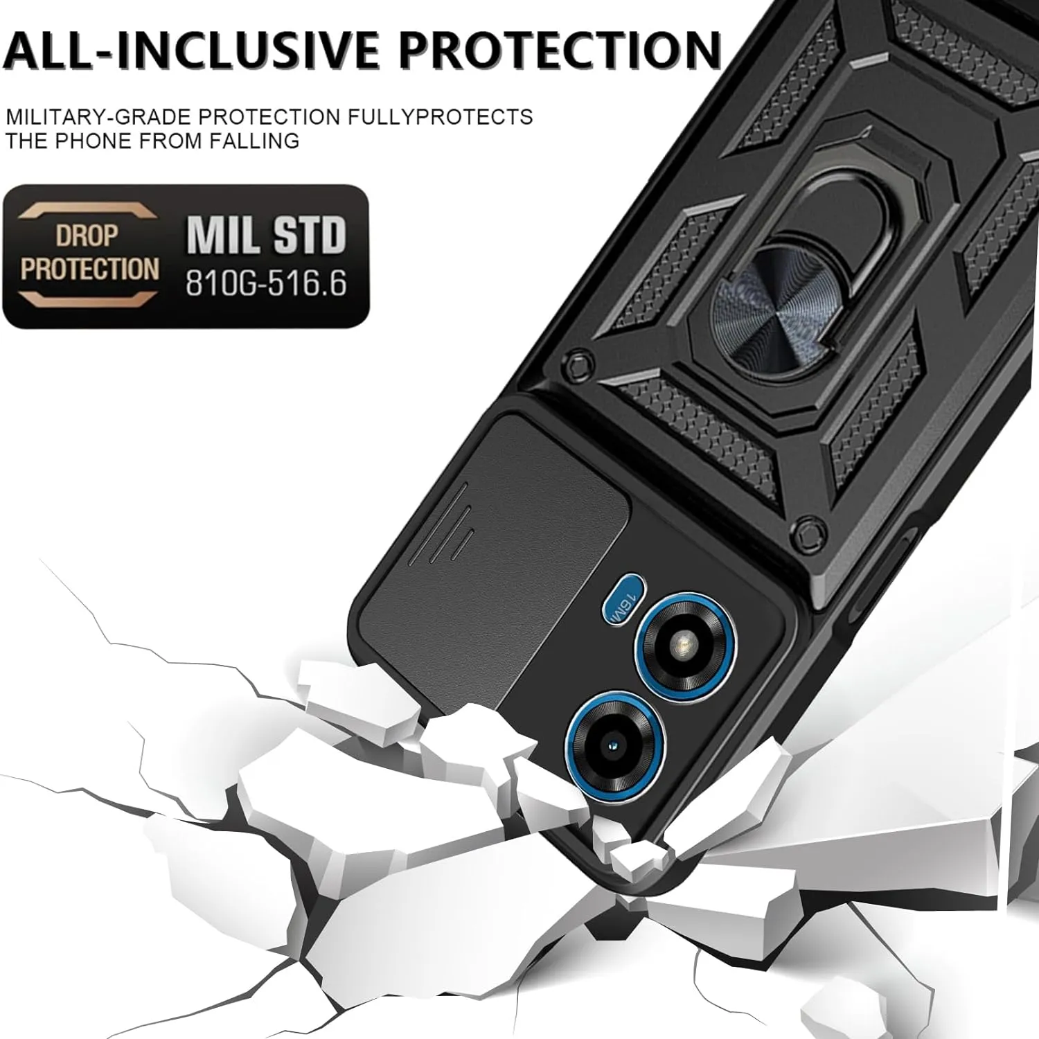 Motorola Moto G04 G24 Case Shockproof Ring Stand Phone Camera Lens Cover