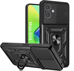 Motorola Moto G14 Case Shockproof Ring Stand Phone Camera Lens Cover