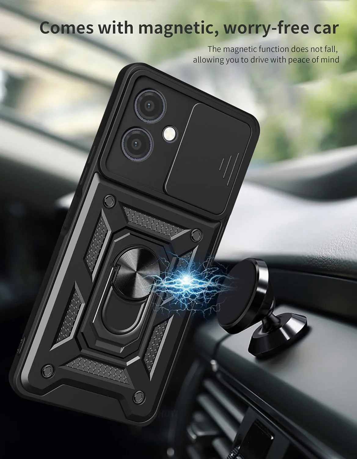 Motorola Moto G14 Case Shockproof Ring Stand Phone Camera Lens Cover