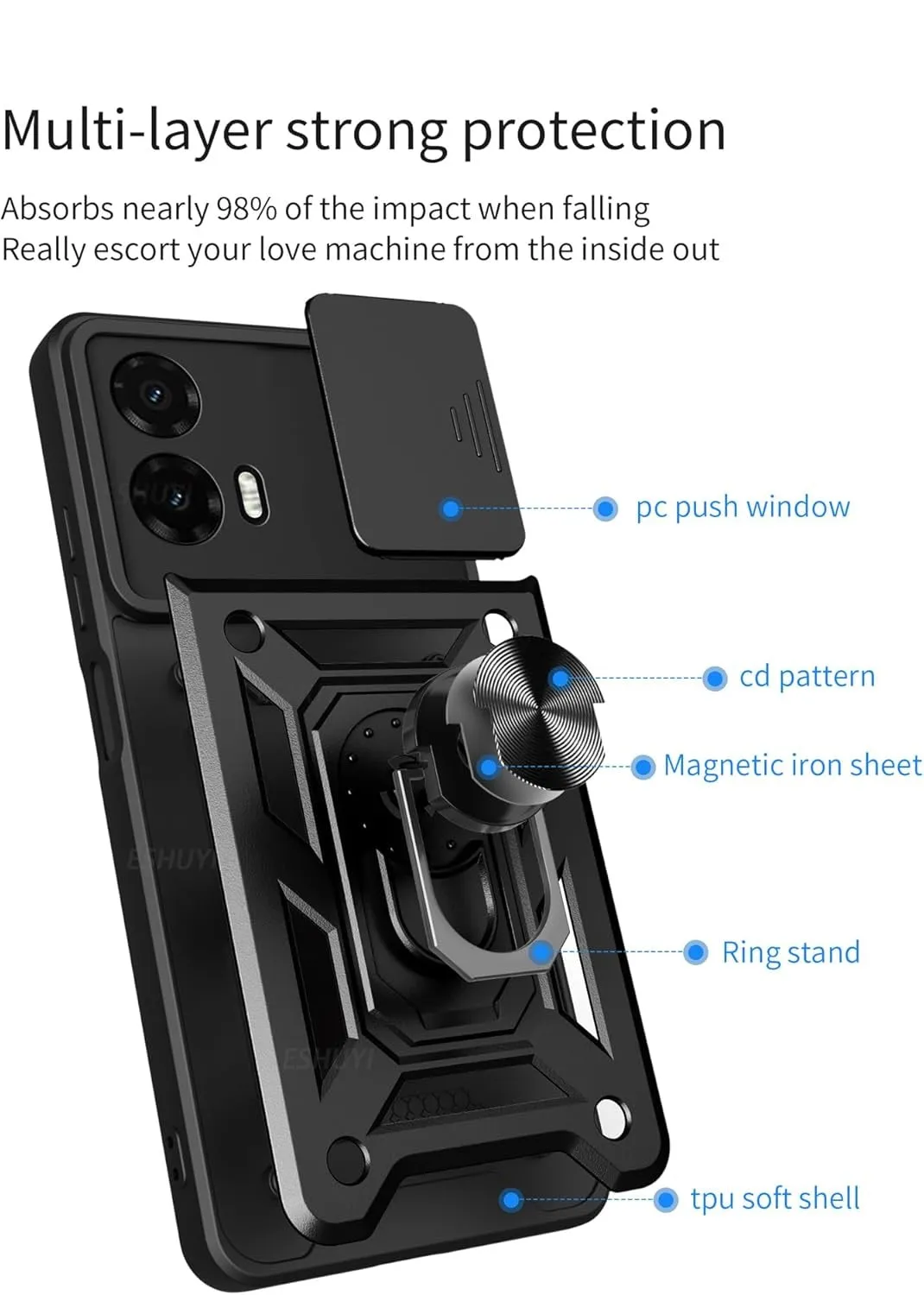 Motorola Moto G35 Case Shockproof Ring Stand Phone Camera Lens Cover