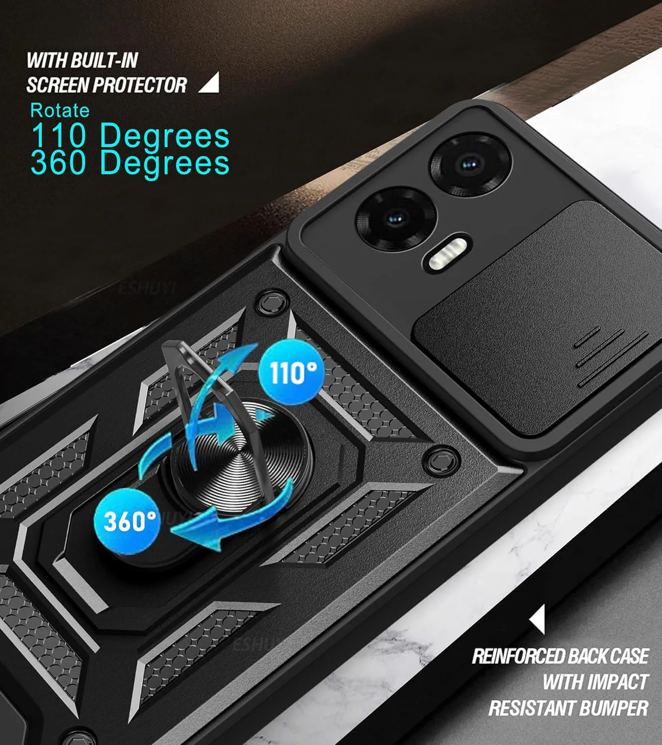 Motorola Moto G35 Case Shockproof Ring Stand Phone Camera Lens Cover