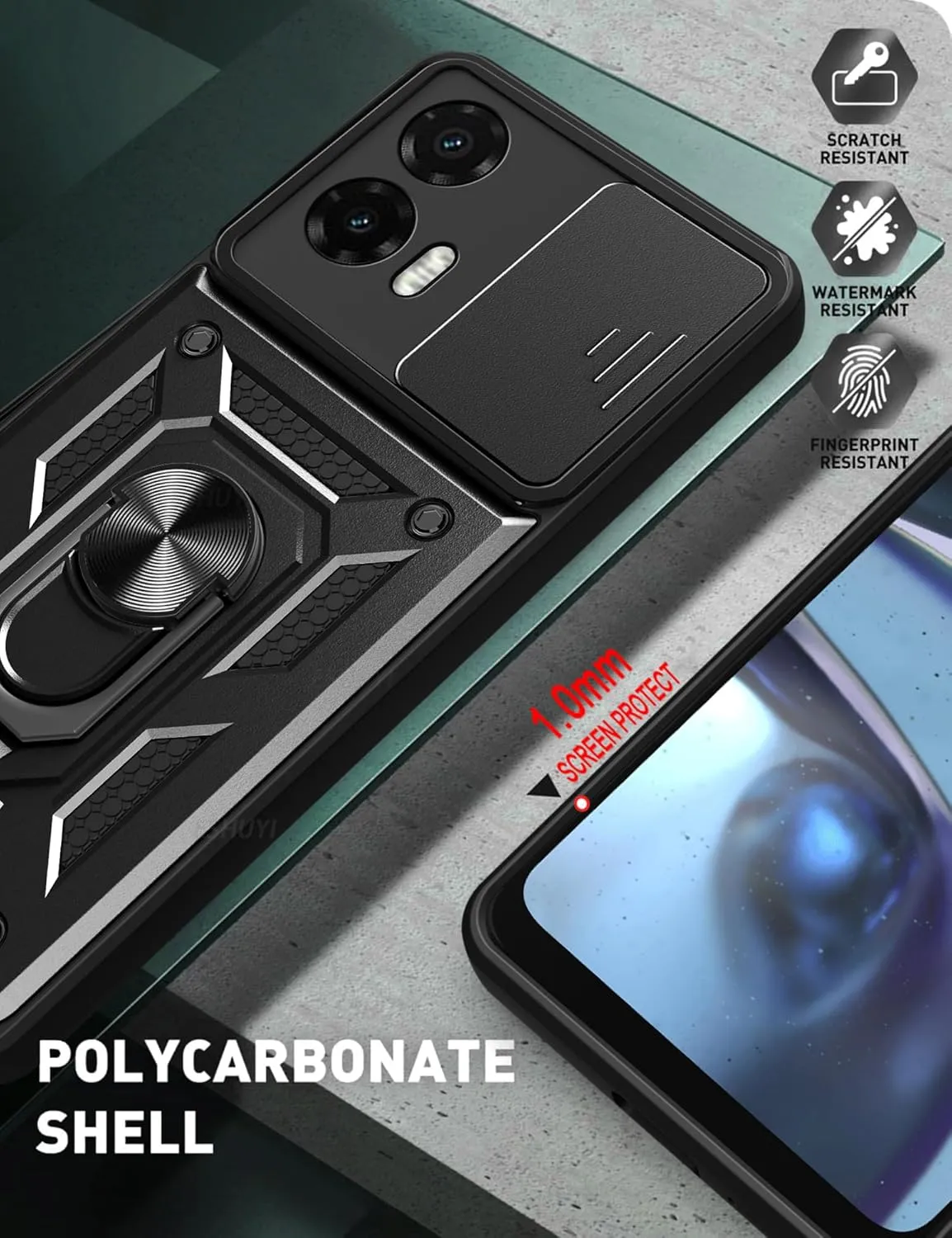 Motorola Moto G35 Case Shockproof Ring Stand Phone Camera Lens Cover