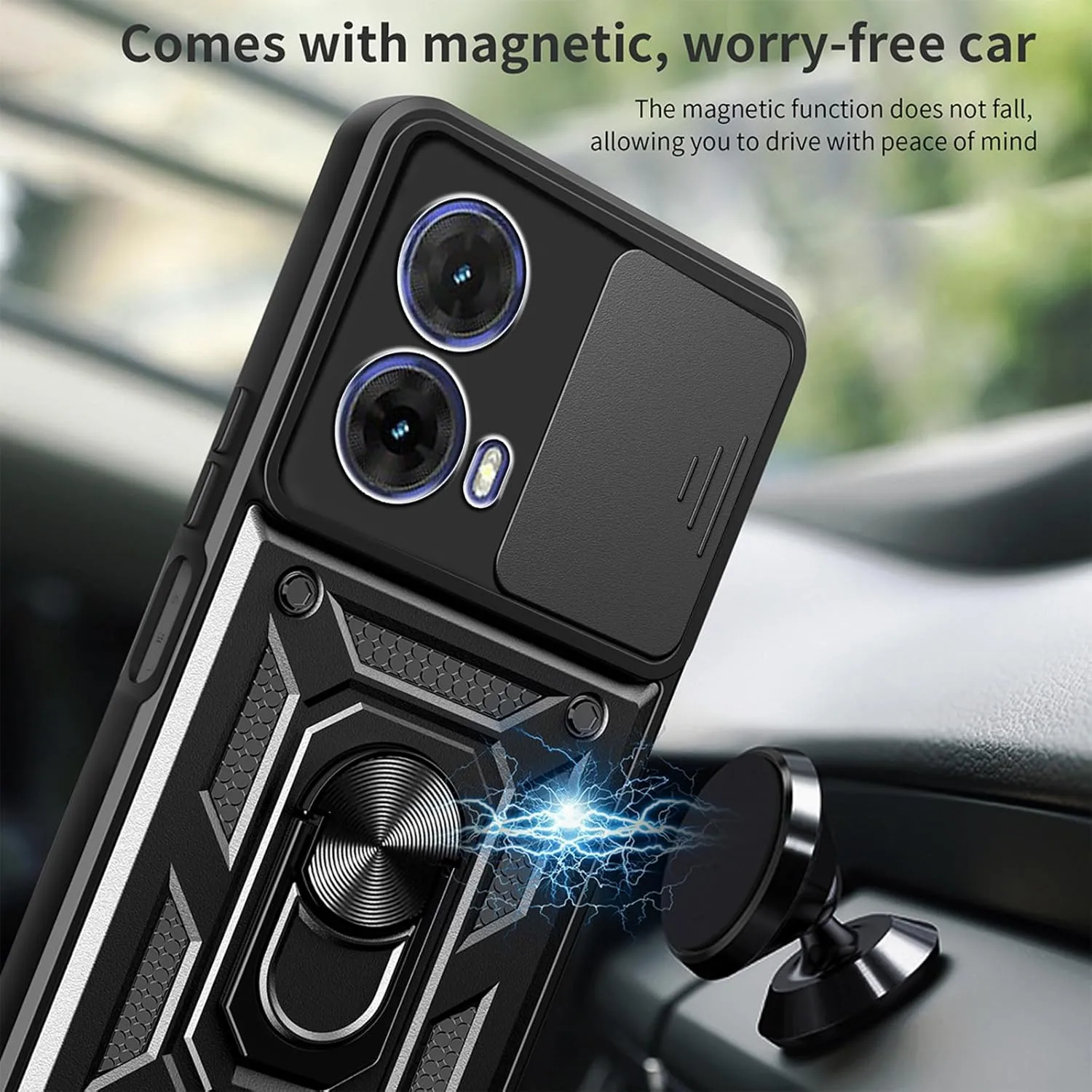 Motorola Moto G85 Case Shockproof Ring Stand Phone Camera Lens Cover